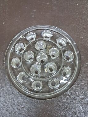 Vintage 16 Hole Clear Glass Flower Frog.